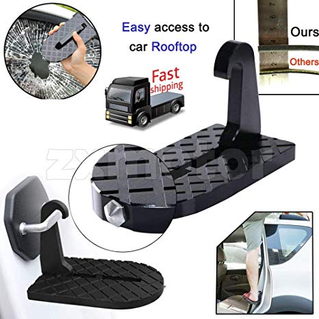 ZAIXU Folding Car Doorstep Vehicle Hooked on U Shaped Slam Latch Safety Hammer Function for Easy Access to Rooftop Roof-Rack Vehicle Door Step Up Pedal for Car Jeep SUV