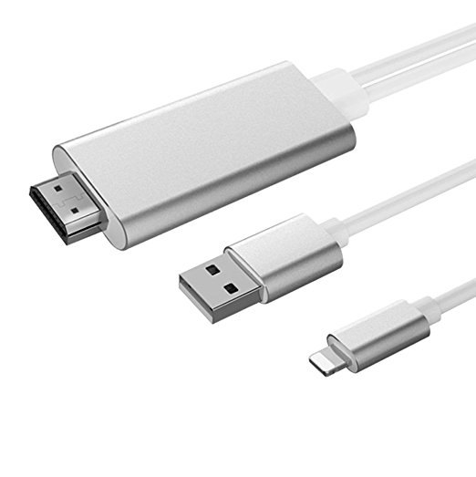 Plug And Play HDMI Adapter Cable 1080p HDTV For Apple iPhone5/5s/6/6s7/7s Plus iPad Air /Mini/Pro iPod (Silver)