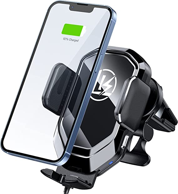 LK Wireless Car Charger,15W Fast Qi Automatic Clamping Wireless Car Charger Mount,Air Vent Phone Holder 7.5W Compatible with iPhone 13/13 Mini/13 Pro/13 Pro Max/12/11/XS/XR,10W for Galaxy S22/S21/S20