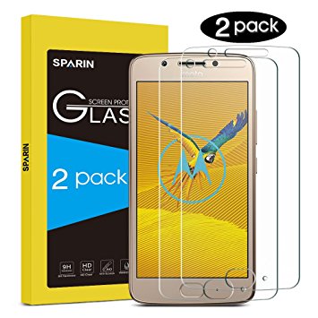 [2 Pack] Moto G5 Screen Protector, [NOT Fit For Moto G5 plus] SPARIN Tempered Glass [Bubble-Easy Installation] Screen Protector for Lenovo Moto G5 With [Lifetime Warranty]