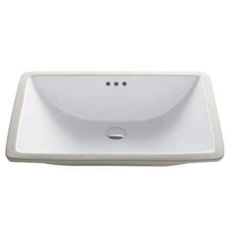 Kraus KCU-251 Elavo Ceramic Large Rectangular Undermount Bathroom Sink with Overflow, White