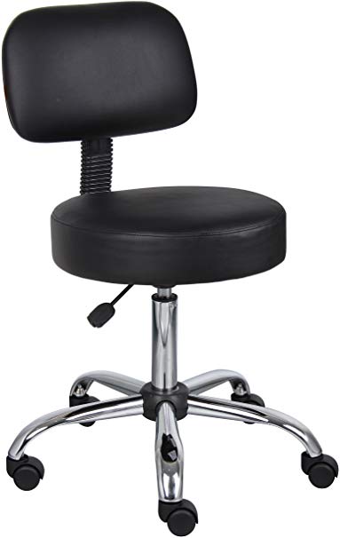 Boss Office Products B245-BK Be Well Medical Spa Stool with Back in Black (Renewed)