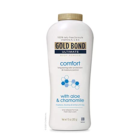 Gold Bond Ultimate Comfort Body Powder, Aloe and Chamomile, 10 Ounce Bottles (Pack of 3), Talc-Free Powder Helps Control Odor, and Absorb Moisture to Prevent Chaffing