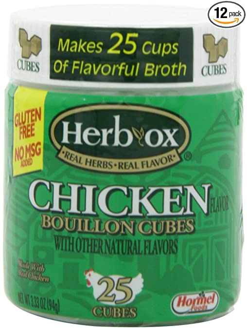 Herb-Ox Chicken Bouillon Cubes, 25-Cubes (Pack of 12)