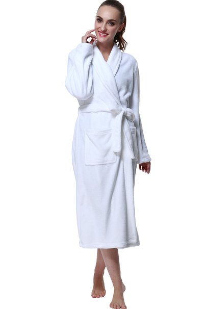 Bathrobe, Drowsy Cloud Soft Women Robe Plush Kimono Collar Bathrobe