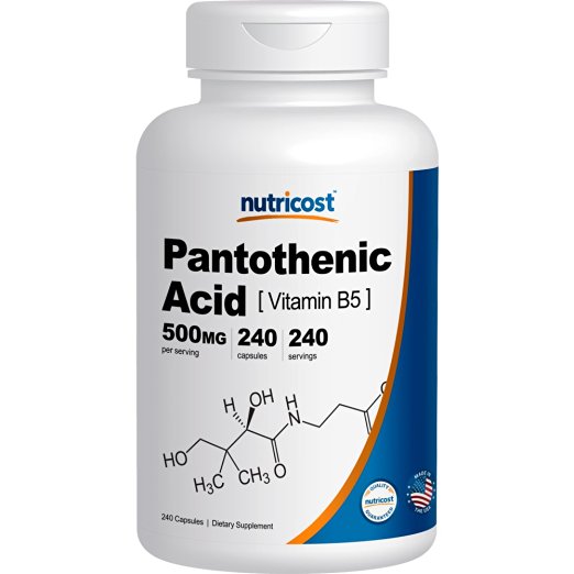 Nutricost Pantothenic Acid (Vitamin B5) 500mg, 240 Capsules