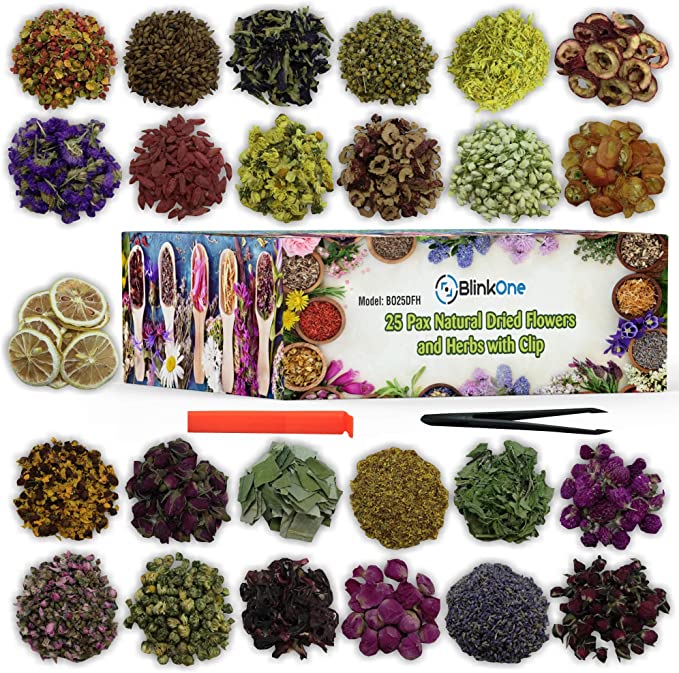 25 Natural Dried Flowers Herbs for Soap Making, Bath, Candles, Resin, Jewelry, Nail, Lip Gloss, Home Decoration and Much More