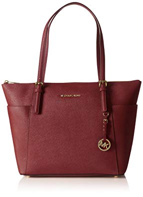 Michael Kors Jet Set Large Top-Zip Saffiano Leather Tote, Women’s Hobos and Shoulder Bag