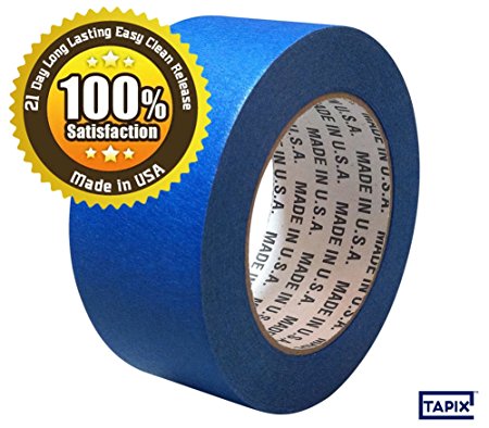 BLUE PAINTERS MASKING TAPE - 21 DAY LONG LASTING EASY CLEAN RELEASE - 5.5 ML - 2" x 60 YD - MADE IN USA - GREAT FOR A VARIETY OF SURFACES