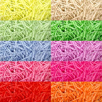 10.6 oz/ 300 g Easter Basket Grass Filler Paper Easter Basket Stuffing Grass Bulk Shredded Tissue Easter Grass Gift Filler for Easter Egg Basket Stuffer Party Supplies DIY Candy Package (Multicolored)