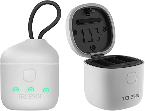 TELESIN Allin Box USB Battery Charger for GoPro Hero 9 Black, with High Speed USB 3.0 SD Card Reader Function Waterproof Storage Carry Case for 3-Pack Go Pro 9 Original Batteries