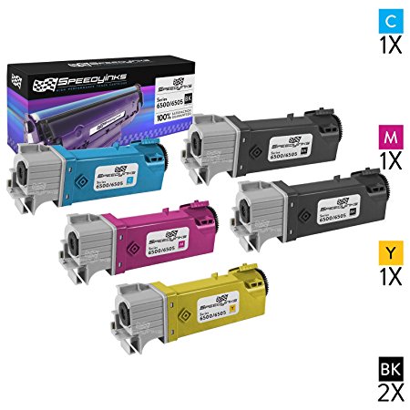 Speedy Inks - Compatible Xerox Set of 5 Toner Cartridges for Phaser 6500, WorkCentre 6505 Printers: 2 Black, 1 Cyan, 1 Magenta, 1 Yellow