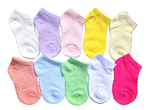 CHUNG Toddler Little Girls Thin No Show Cotton Socks Summer 10 Pack 1-9Y Fashion Fun Casual