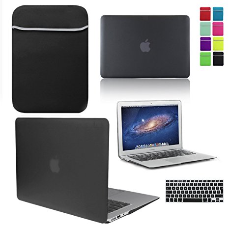 LOVE MY CASE / BUNDLE BLACK Hard Shell Case with matching KEYBOARD Skin and NEOPRENE Sleeve Cover for 13-inch Apple MacBook AIR [Will NOT fit MacBook Pro Models]