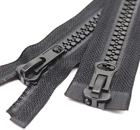 Meillia 36 Inch #10 Two Way Separating Jacket Zipper Heavy Duty Plastic Zipper Black Large Resin Zippers for Sewing Coat Jackets Clothes Parka (36")
