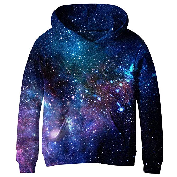 SAYM Teen Boys' Galaxy Fleece Sweatshirts Pocket Pullover Hoodies 4-16Y