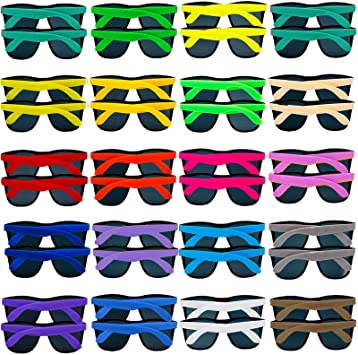 Nasidear 36 Pack 18 Colors Neon Sunglasses Party Favors, 80's Style for Pool Party,Beach Party,Christmas Celebration,Thanksgiving,Carnival,Graduation Party, Classroom prize,Summer Party,Birthday Party,for Girls Boys Teens Adults