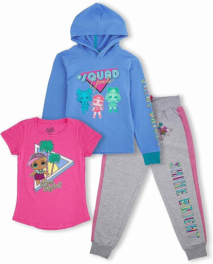 L.O.L Surprise! Girls' Graphic Hoodie,Top and Legging, 3-Piece Outfit Set