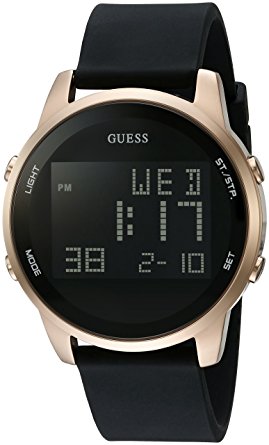 GUESS Men's Black and Gold-Tone Digital chronograph Watch