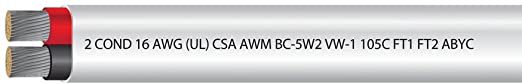 EWCS 16 AWG 2 Conductor UL Approved USCG Approved Tinned Copper Duplex Flat Boat Cable Rated 600 Volts Spec - Made in USA! - 100 FEET