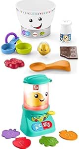 Bundle of Fisher-Price Laugh & Learn Baby Magic Color Mixing Bowl with Pretend Food Music & Lights   Counting & Colors Smoothie Maker Pretend Blender with Music & Lights for Ages 9  Months