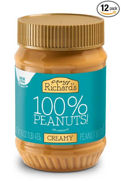Crazy Richard's Creamy Peanut Butter, 16 Oz (Pack of 12)