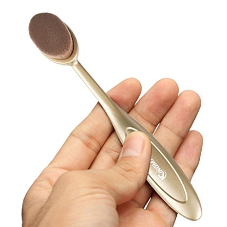 KINGMAS® Pro Oval Makeup Brush Cosmetic Foundation Cream Powder Blush Makeup Tool (Gold)