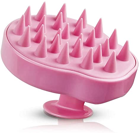 Scalp Massager, Hair Shower Brush, Siliscrub Shampoo Brush, Hair Scalp Brush, Hair Products With Soft Silicon Brush Head For Women/Men/Childs/Pets (Pink)