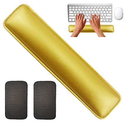 Keyboard Wrist Rest by Rancco, 14.5" Leatherette Stitched Edge Soft Memory Foam Gaming Mouse Wrist Cushion Pad w/ Non-Skid Mat for Notebook/ Desktop, Suit for Offices, Home