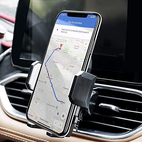 Phone Holder for Car, Amoner U Car Phone Mount Universal Air Vent Cell Phone Holder Mount for Car Adjustable Car Phone Clip Holder Compatible with iOS Android Smartphones and GPS Devices Black