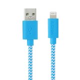 Apple MFi Certified iEGrow Fabric Braided Lightning Cable with Ultra Compact Connector Head Cords Charging and Sync for iPhone 6  6s  iPad Air  iPad Mini  iPad Pro 66 Feet Blue