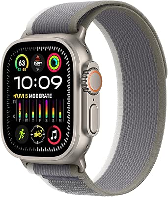 Apple Watch Ultra 2 [GPS   Cellular 49mm] Smartwatch with Rugged Titanium Case & Green/Grey Trail Loop S/M. Fitness Tracker, Precision GPS, Action Button, Extra-Long Battery Life, Carbon Neutral