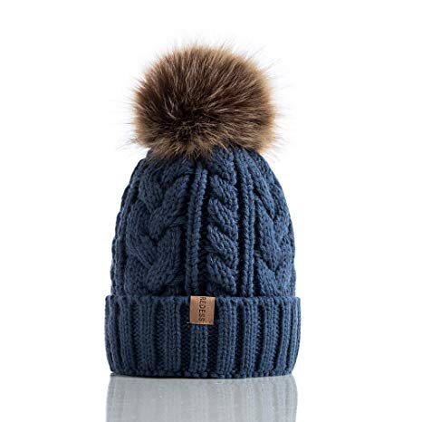 REDESS Women Winter Pom Pom Beanie Hat with Warm Fleece Lined, Thick Slouchy Snow Knit Skull Ski Cap