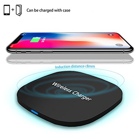 Wireless Charger Charging Pad for Apple iPhone X iPhone 8 Plus and All Qi-Enabled Devices,TENNBOO Qi Wireless Fast Charger for Android Samsung Galaxy note 8, S8Plus, S7 Edge, S6 Edge
