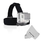 Head Strap Mount for GoPro Hero4 Hero3 Hero3 Hero2 and Hero Black Silver and White Editions  MagicFiber Microfiber Lens Cleaning Cloth