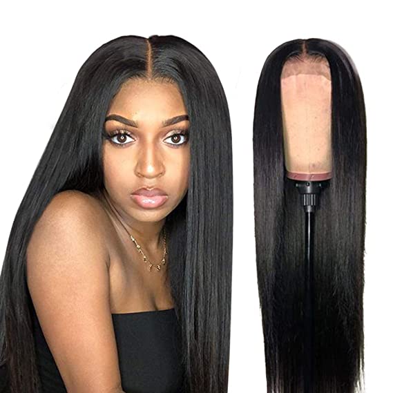 ISEE Hair Lace Front Wigs Human Hair Brazilian Straight Human Hair Wigs for Black Women 150% Density Pre Plucked with Baby Hair Bleached Knots Natural Color (13x4 Lace Front, 18inch)