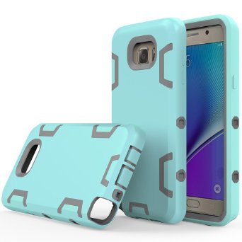 Note 5 Case Galaxy Note 5 Case MOOST Shockproof Hybrid Impact Hard Case Rubber Combo for Samsung Galaxy Note 5 Shock-Absorption Heavy Duty Rigid Plastic  Soft Silicone Case Mint GreenGrey