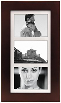 Malden International Designs Manhattan Matted Wall Picture Frame, 3 Option, 3-5x7, Walnut