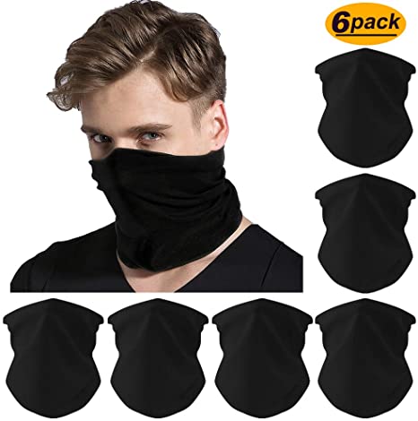 FAYBOX 6pcs Magic Wide Wicking Headbands Outdoor Headwear Bandana Sports Scarf Tube UV Face Mask for Workout Yoga Running Hiking Riding Motorcycling