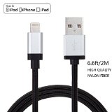 Lightning Cable Apple MFi Certified KINGCOO 6ft2M Nylon Braided 8 Pin Lightning to USB Sync Cable Charging Cord for iPhone 6S  6S Plus 6  6 Plus iPad Pro Air 2 and More - Black