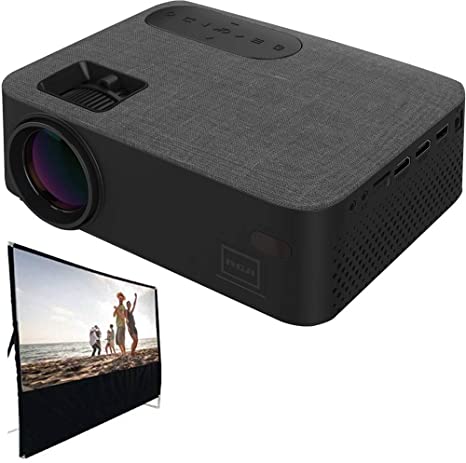 RCA RPJ143 Portable Home Theater Projector (Black) Bundle RPJ144 100-inch Diagonal Portable Projector Screen with Stand