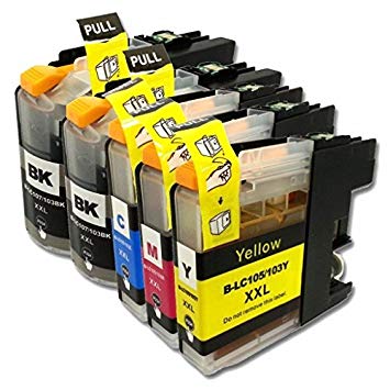 YoYoInk 5 Pack Compatible Ink Cartridge Replacement for Brother LC-103XL (2 Black, 1 Cyan, 1 Magenta, 1 Yellow) for MFC-6920DW MFC-J470DW MFC-J6920DW