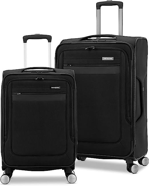 Samsonite Ascella 3.0 Softside Expandable Luggage with Spinners | Black | 2PC SET (Carry-on/Medium)