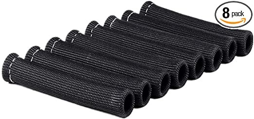 Amazingli 1600 Degree Spark Plug Protect Boot Heat Shield Thermal Protection Insulator 6 inch for Car Truck Black (Pack of 8)