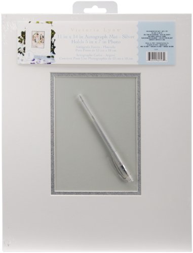 Darice VL64 Autograph Mat Frame with Pen, White/Silver