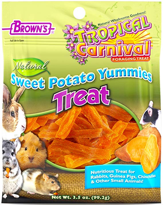 F.M. Brown's Tropical Carnival Natural Sweet Potato Yummies with Vitamin C, 3.5-oz Bag - Nutritious Treat for Rabbits, Guinea Pigs, Chinchillas and Other Small Animals
