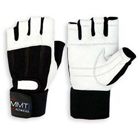 MMT Sports Ltd Leather Weight Lifting Gloves Wrist Support Double Velcro