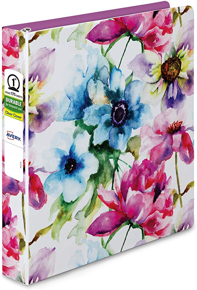 Avery Fashion Ring Binder, Watercolor Flowers (26734)