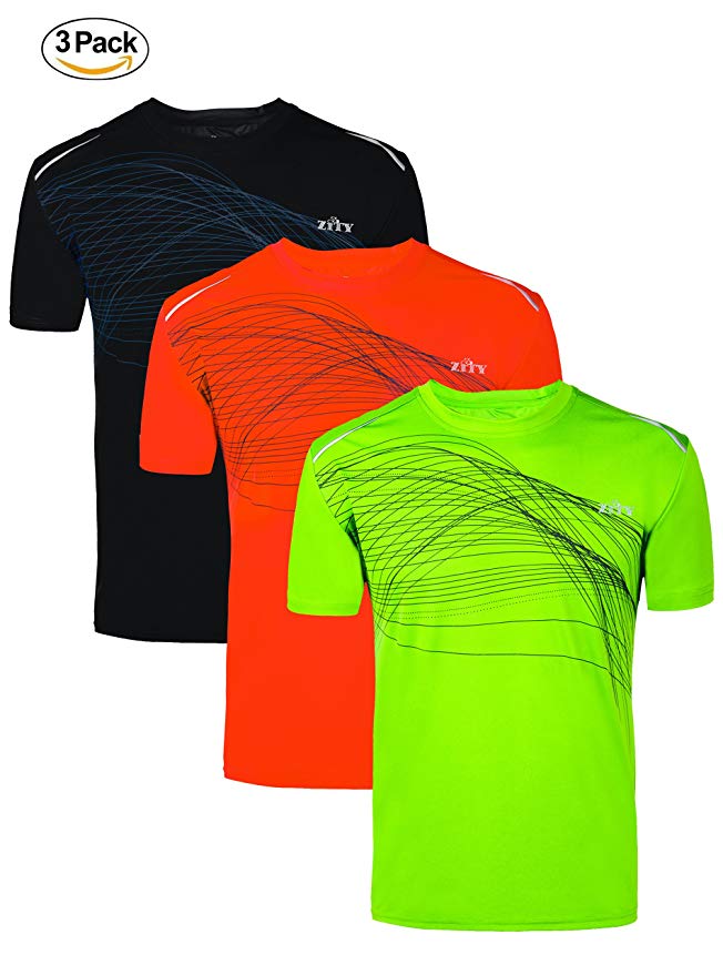 ZITY Sportswear Mens 100 Polyester Moisture-Wicking Short-Sleeve T-Shirt 1 Pack 3 Pack