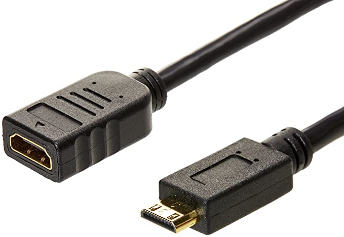 AmazonBasics Mini HDMI Male (NOT Micro USB/ NOT Micro HDMI) to HDMI Female Converter Adapter Cable, 6 Inch, 1-Pack, NOT Compatible with Mobile Phones